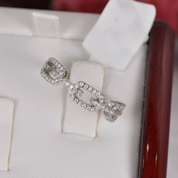 Certified Moissanite Stack Ring Guard Ring Band Ring 925 Sterling Silver - Picture 3 of 6